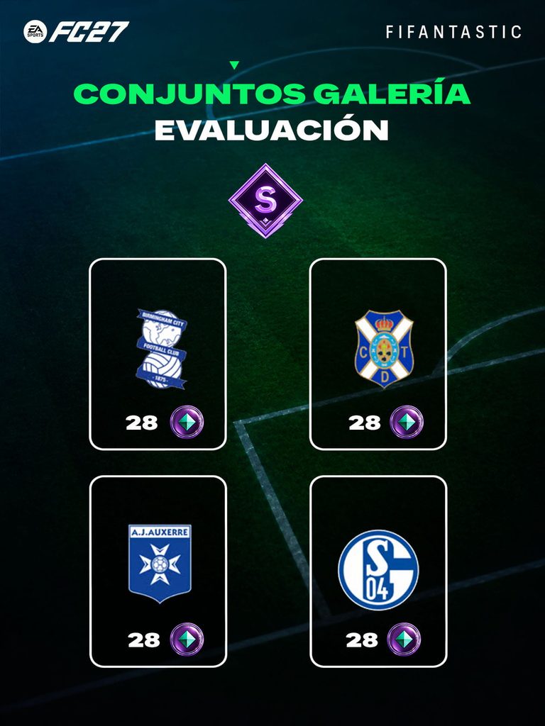 conjuntos evaluación S Galería FC 27, conjuntos Galería Ultimate Team, mejores conjuntos Galería FC 27, fichas Galería FC 27, cómo conseguir fichas en la Galería FC 27, Galería FUT evaluación S, equipos evaluación S FC 27, Holográficos Galería FC 27, clubes Galería Ultimate Team, FC 27 Gallery S rating sets, FC 27 Ultimate Team Gallery sets, best Gallery sets FC 27, Gallery Tokens FC 27, FC 27 Gallery S rank, FUT Gallery sets FC 27, how to get Gallery Tokens FC 27